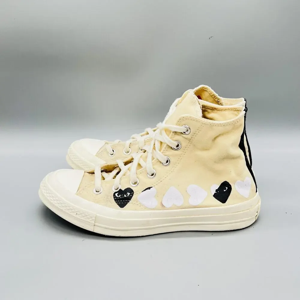 Converse Shoes Womens 8 Mens 6 Beige Chuck Taylor All Star CdG PLAY Sneakers - Picture 4 of 11